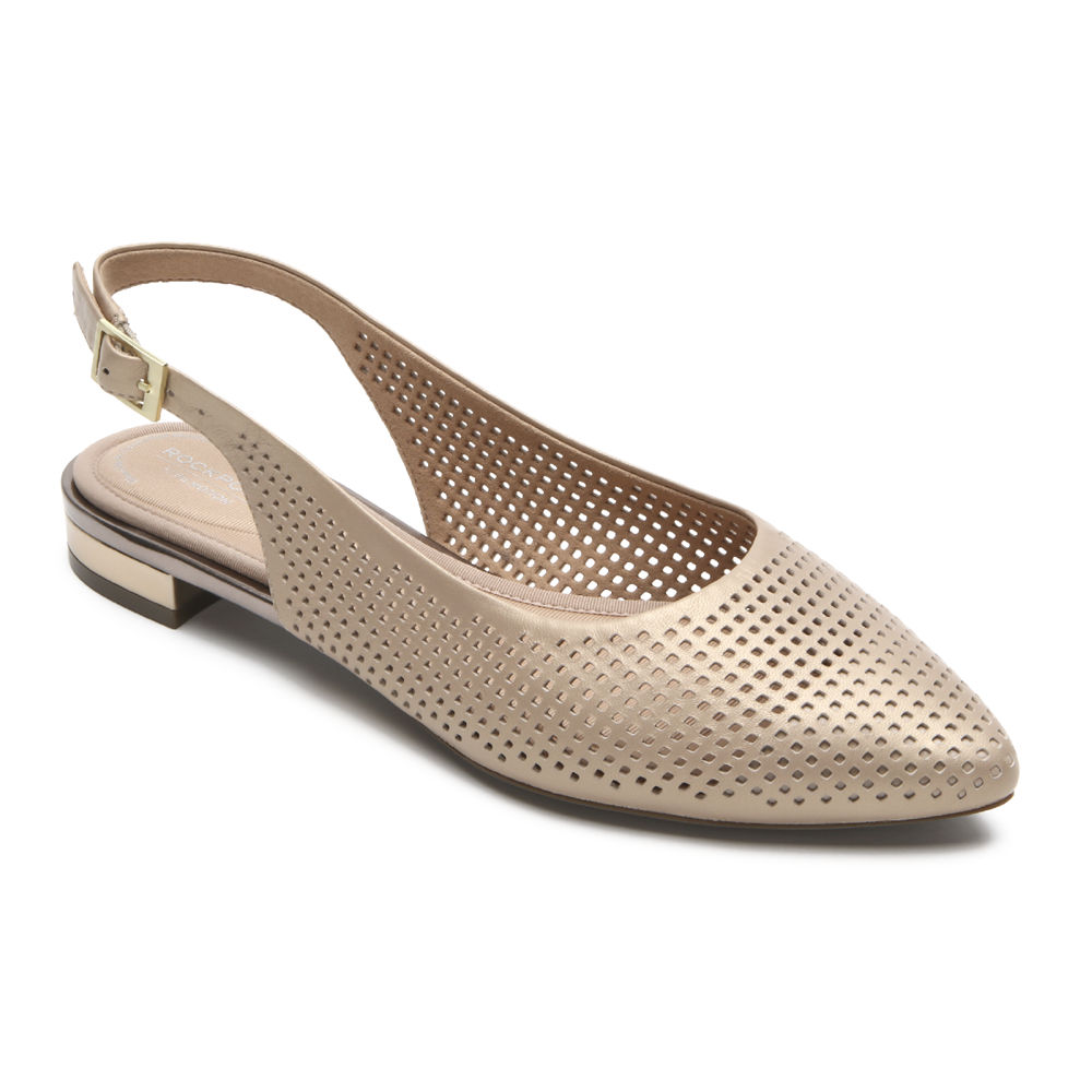 Rockport Flats Sko Dame Beige - Total Motion Adelyn Slingback - AVQJ25498